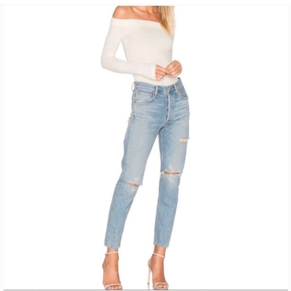Agolde Jamie High Rise Classic Distressed Jeans in Dakota 23 - Picture 3 of 9